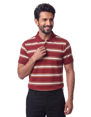 Oxblood Stripe Pique Polo Shirt