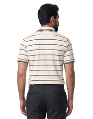 Off White Stripe Pique Polo Shirt