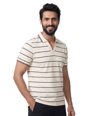 Off White Stripe Pique Polo Shirt