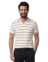 Off White Stripe Pique Polo Shirt