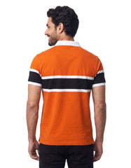 Rust Stripe Jersey Polo Shirt
