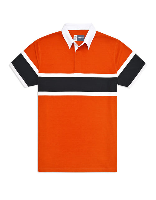Rust Stripe Jersey Polo Shirt