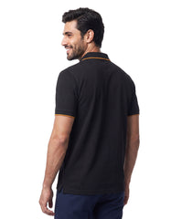 Black Plain Pique Polo Shirt
