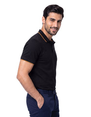 Black Plain Pique Polo Shirt