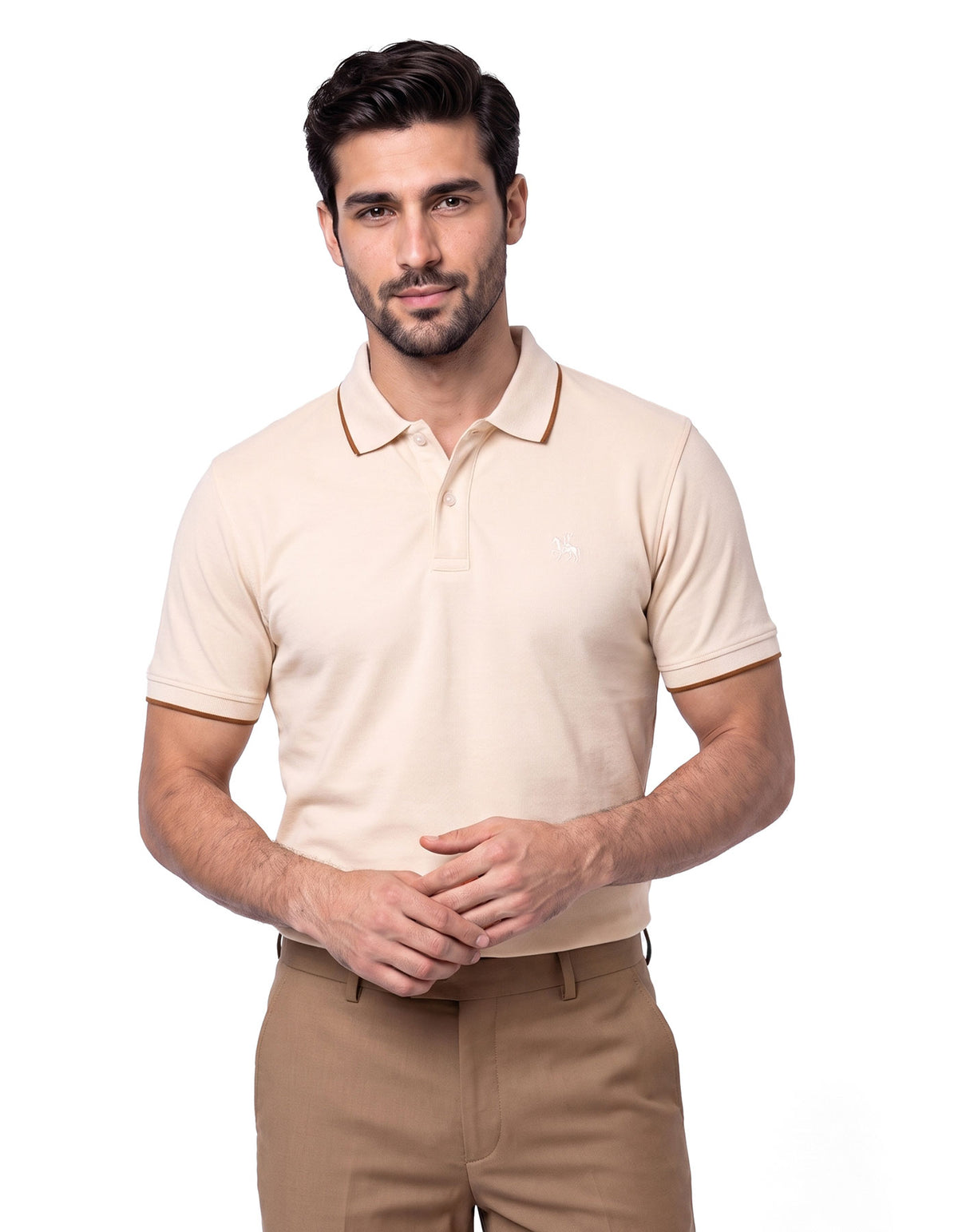 Off White Plain Pique Polo Shirt
