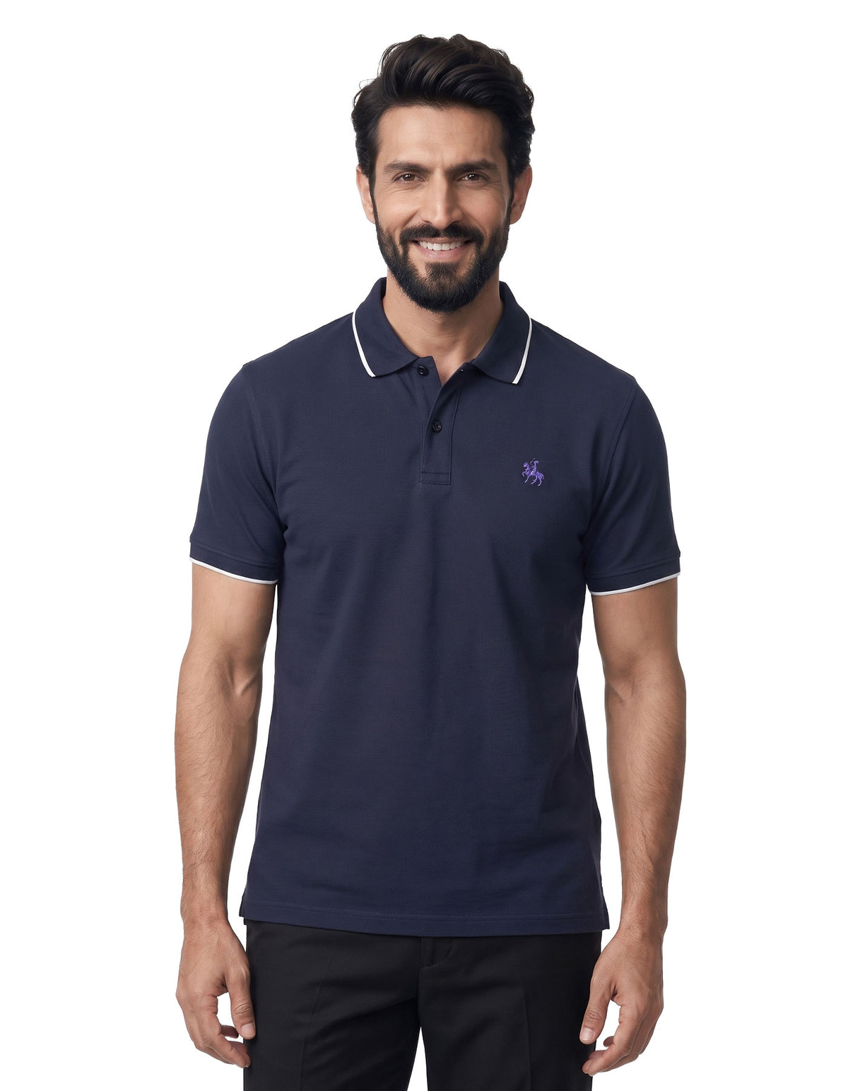 Navy Plain Pique Polo Shirt