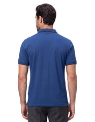 E Blue Plain Pique Polo Shirt