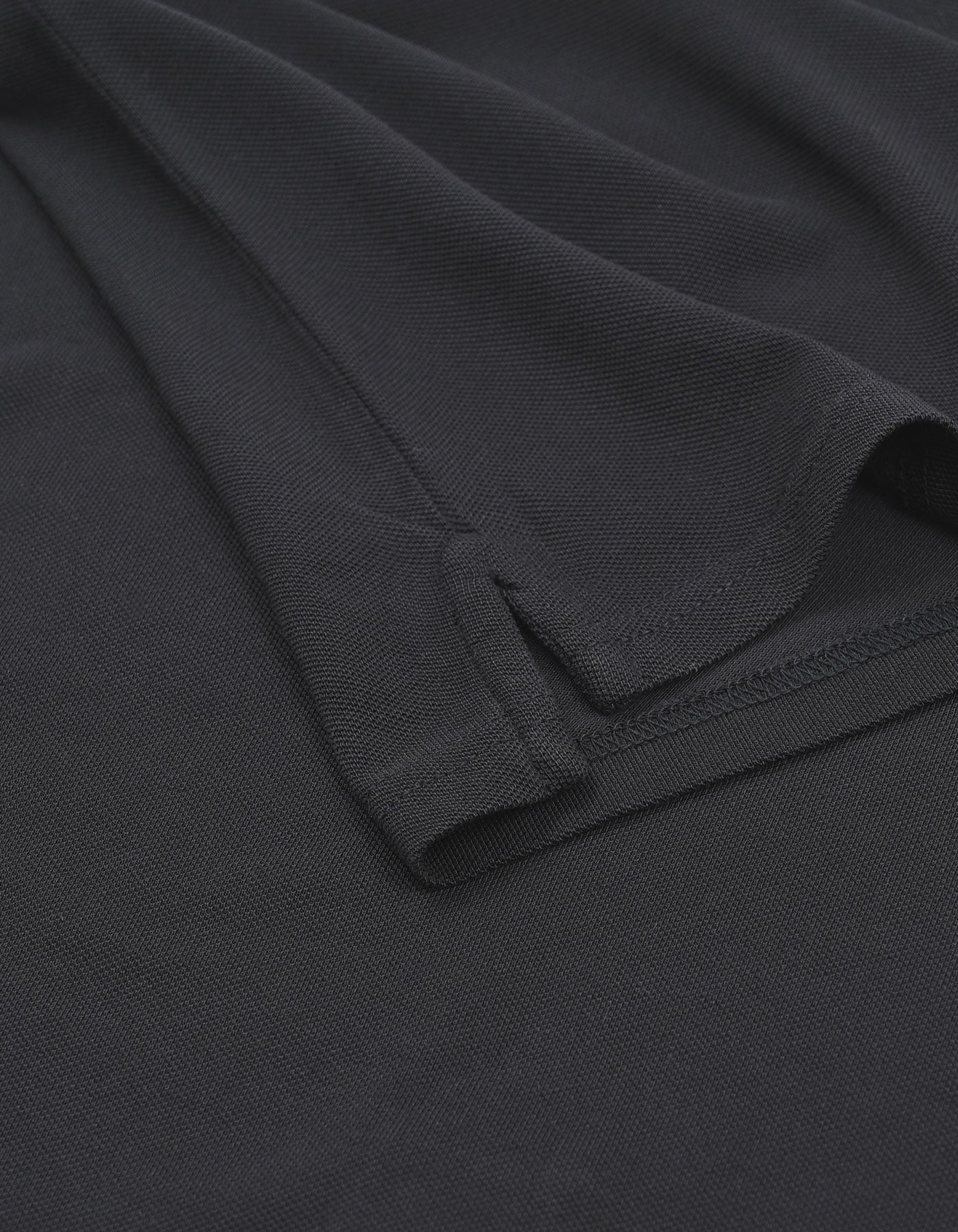 Black Plain Supima Cotton Pique Polo Shirt