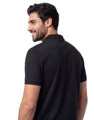 Black Plain Supima Cotton Pique Polo Shirt