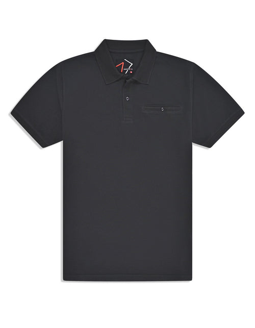 Black Plain Supima Cotton Pique Polo Shirt