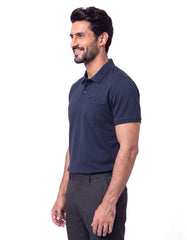 Navy Plain Supima Cotton Pique Polo Shirt