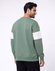 Aqua Grey Color Block Relaxed Sweatshirt