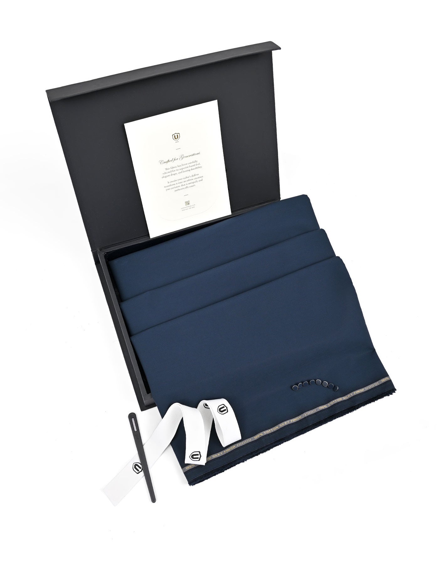 Navy Plain 100% Cotton Unstitched Suit