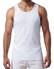 White Plain Sleeveless Ribbed Vest