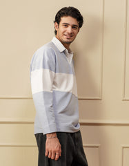 Sky Color Block Relaxed Rugby Polo