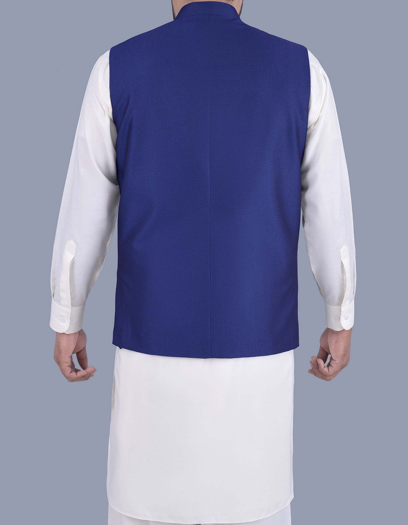 Blue Plain Waist Coat WC2208-01S-40