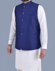 Blue Plain Waist Coat WC2208-01S-38
