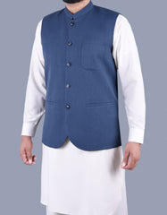 M Blue Texture Waist Coat WC2253-1C-38