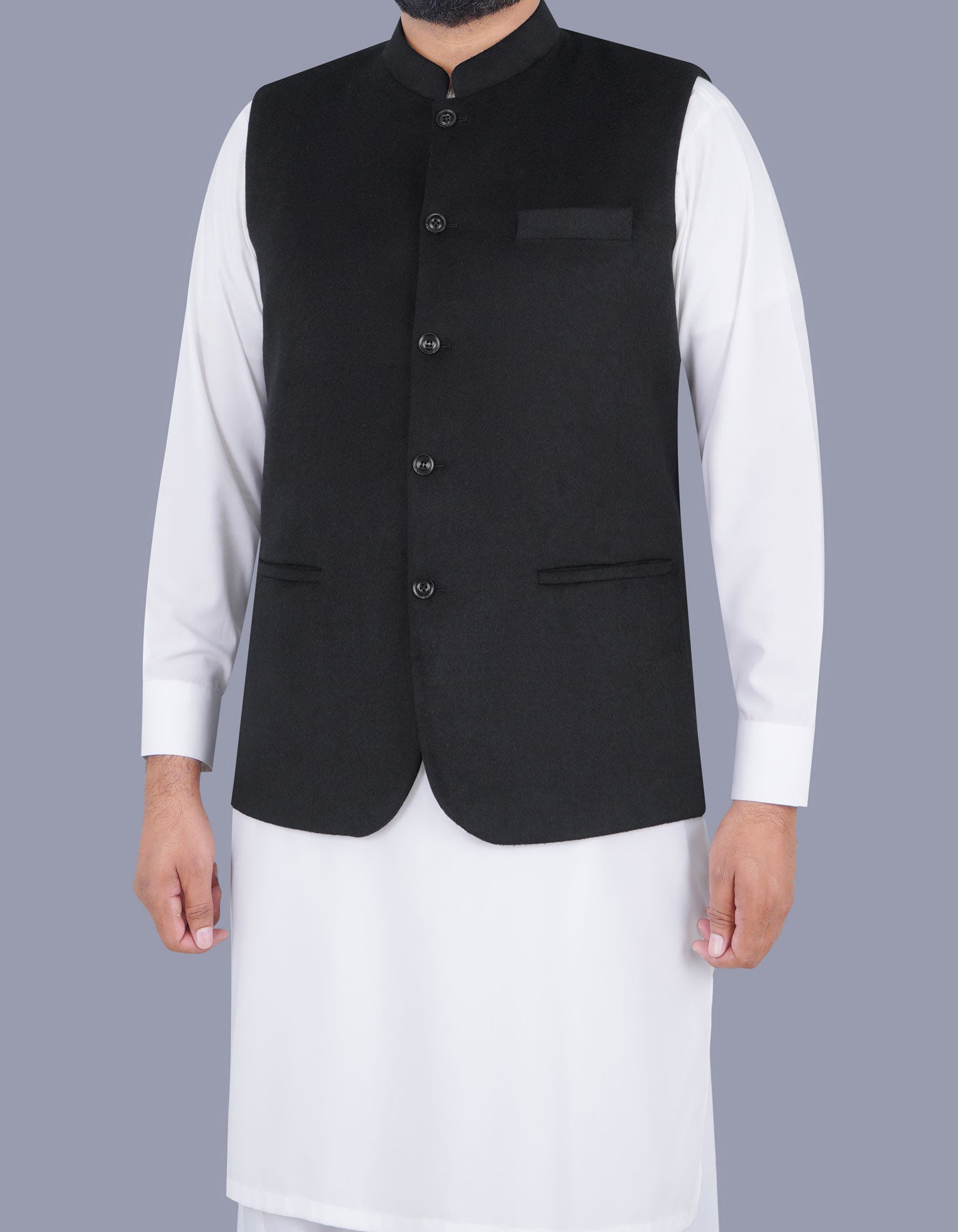 Black Plain Waist Coat WC23100-1S-38