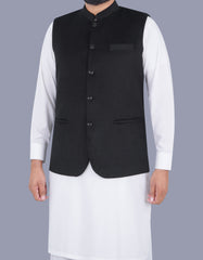 Black Plain Waist Coat WC23100-1S-38