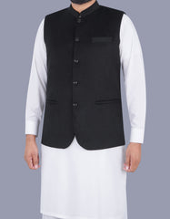 Black Plain Waist Coat WC23100-1S-38