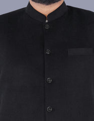 Black Plain Waist Coat WC23100-1S-36