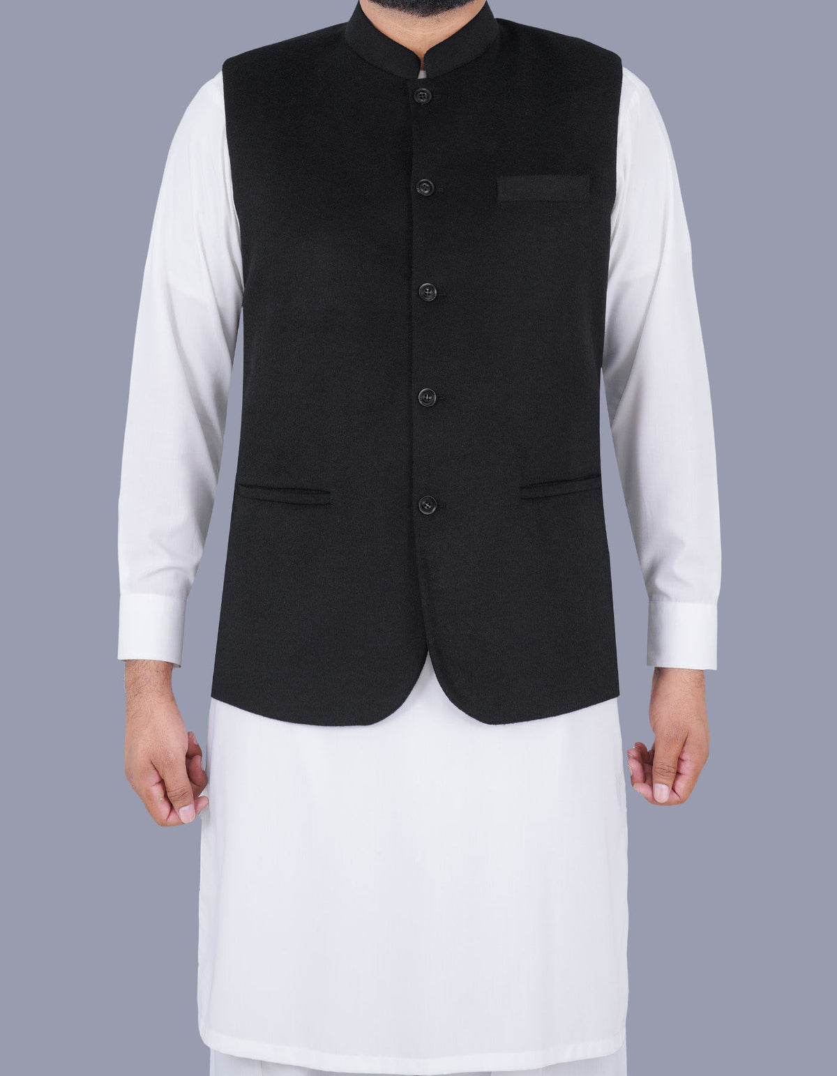 Black Plain Waist Coat WC23100-1S-34