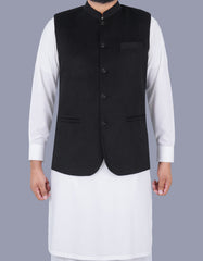 Black Plain Waist Coat WC23100-1S-34