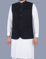 Black Plain Waist Coat WC23100-20S-38