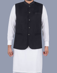 Black Plain Waist Coat WC23100-20S-34