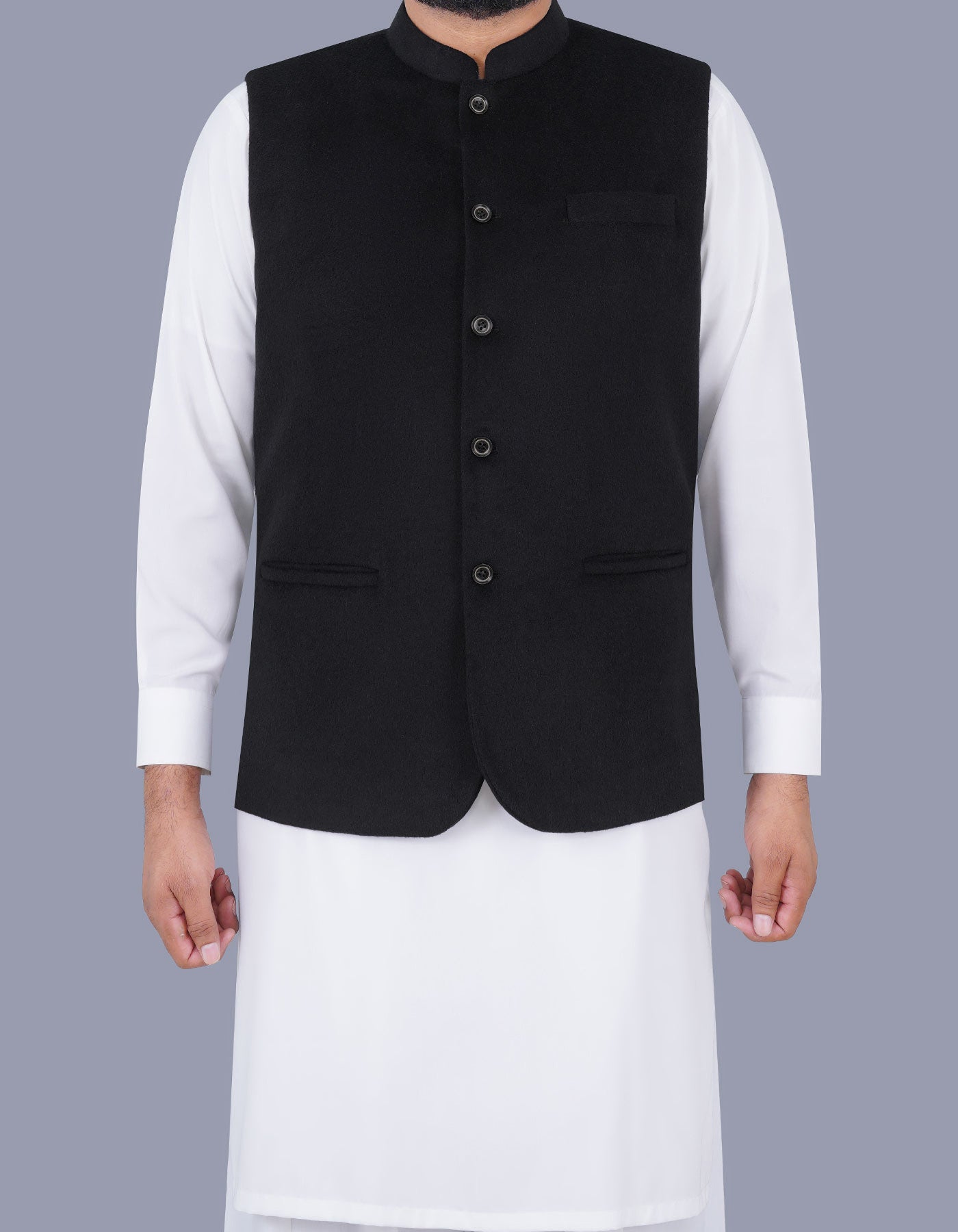 Black Plain Waist Coat WC23100-22S-34
