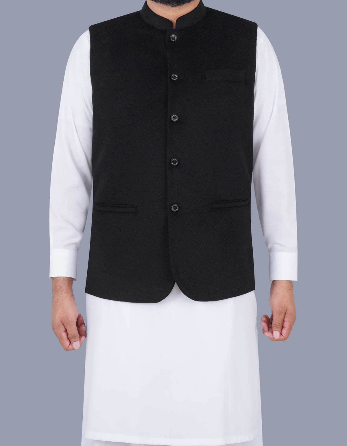 Black Plain Waist Coat WC23100-22S-34