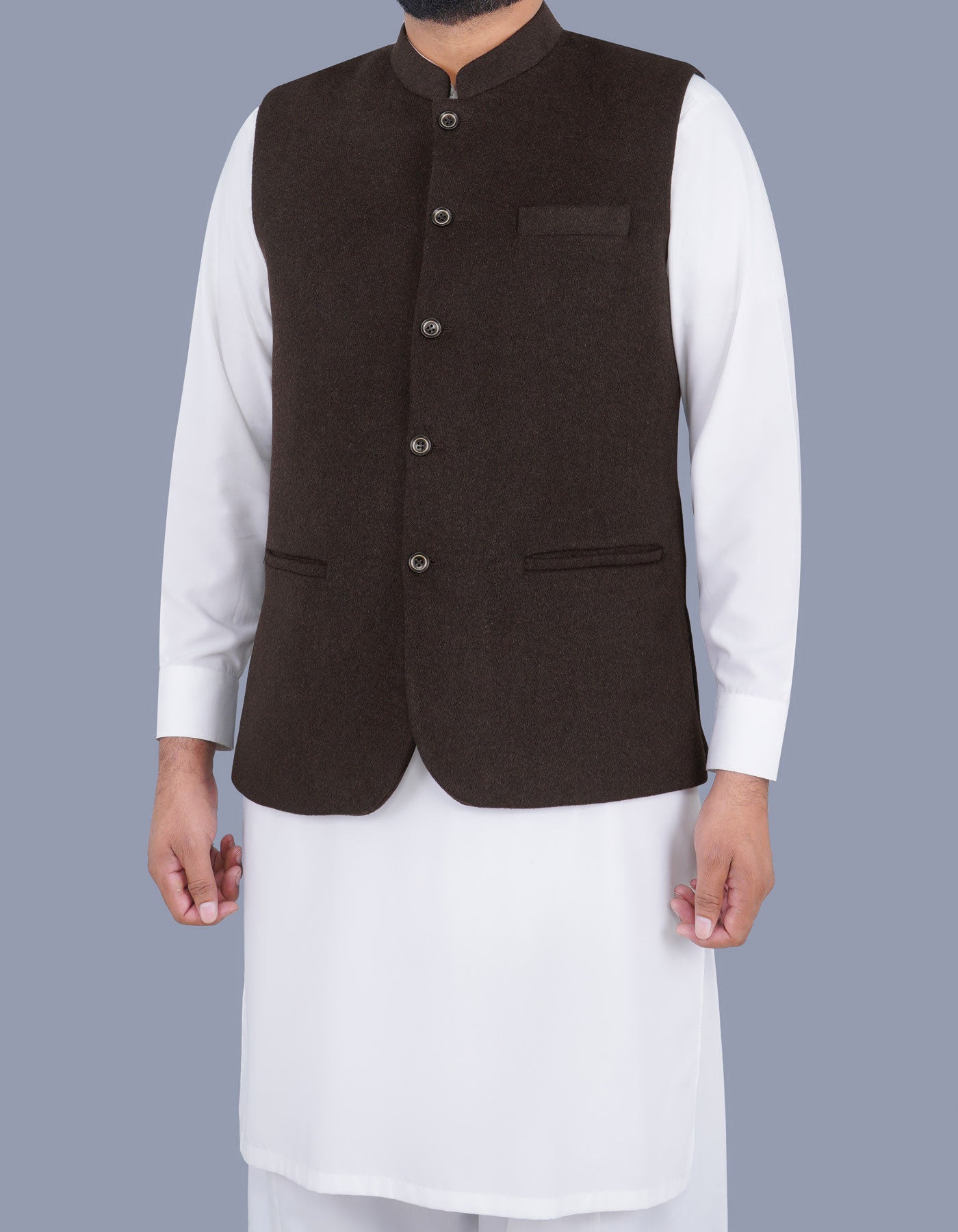 D Brown Plain Waist Coat WC23100-29S-38