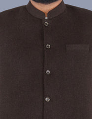D Brown Plain Waist Coat WC23100-29S-36