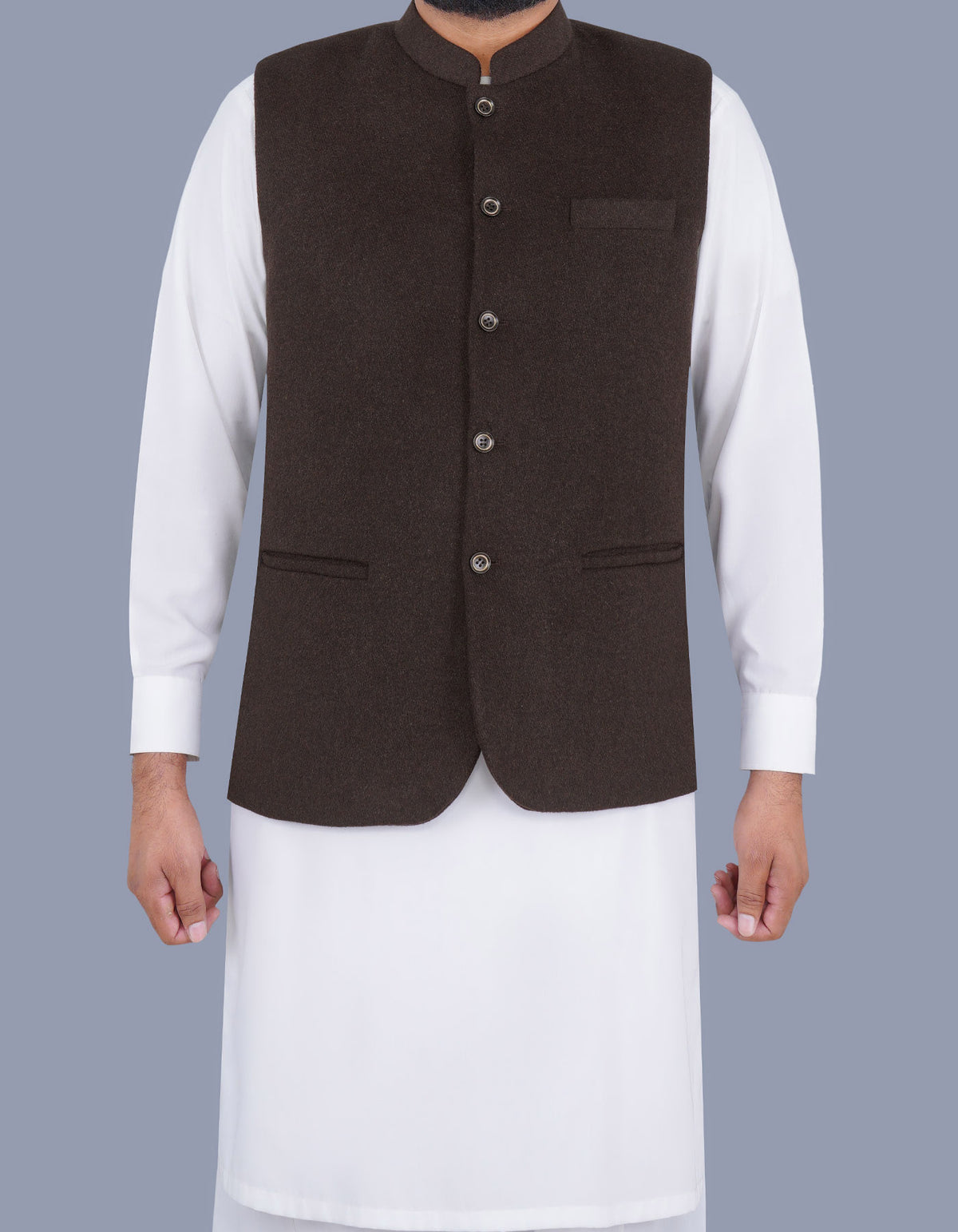 D Brown Plain Waist Coat WC23100-29S-34