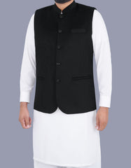 Black Plain Waist Coat WC23100-2S-38