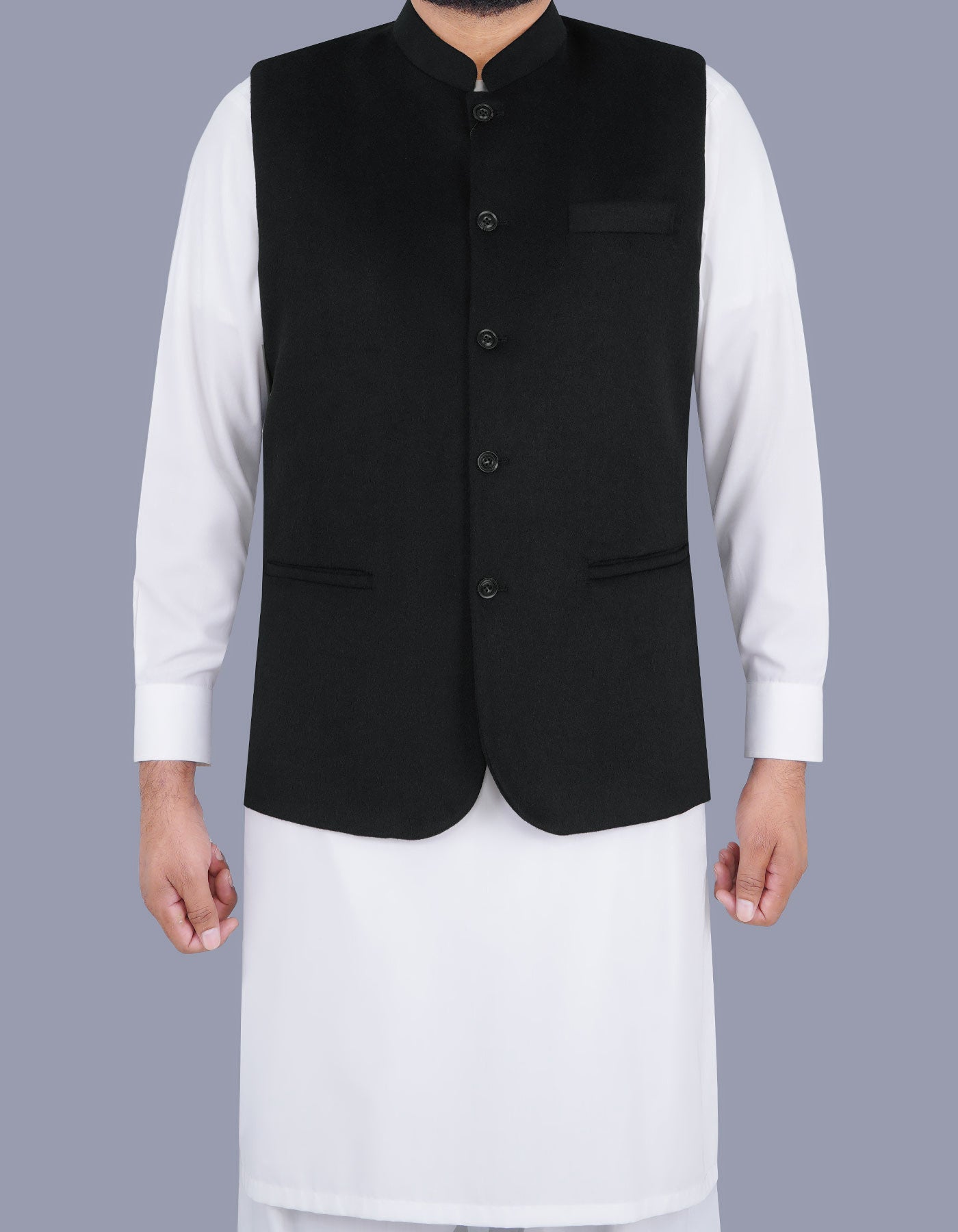 Black Plain Waist Coat WC23100-2S-34
