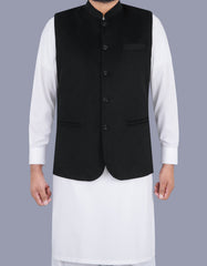 Black Plain Waist Coat WC23100-2S-34