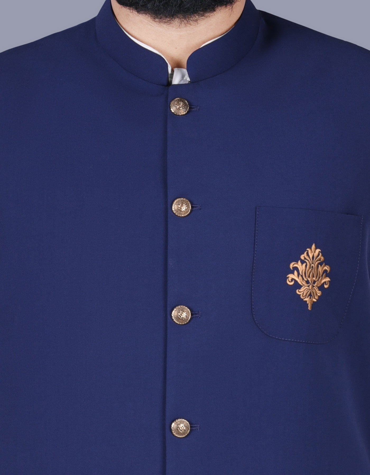 Blue Plain Waist Coat WC2314-3C-36
