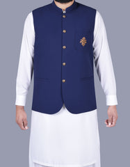 Blue Plain Waist Coat WC2314-3C-34