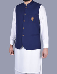 Blue Plain Waist Coat WC2314-3S-40