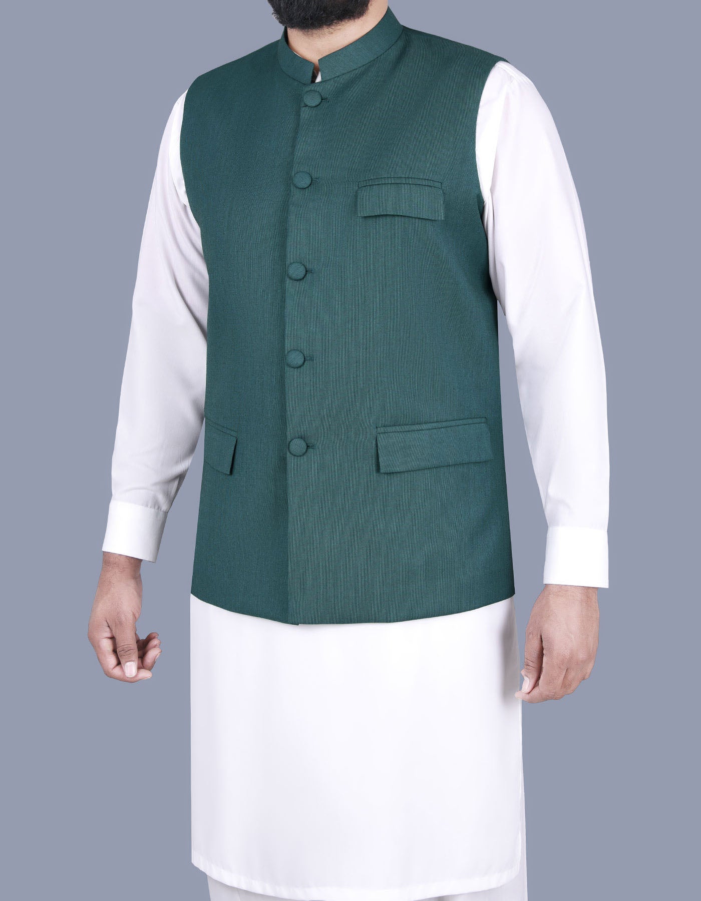 M Green Plain Waist Coat WC2314-4S-38