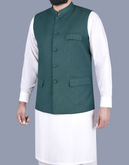 M Green Plain Waist Coat WC2314-4S-38