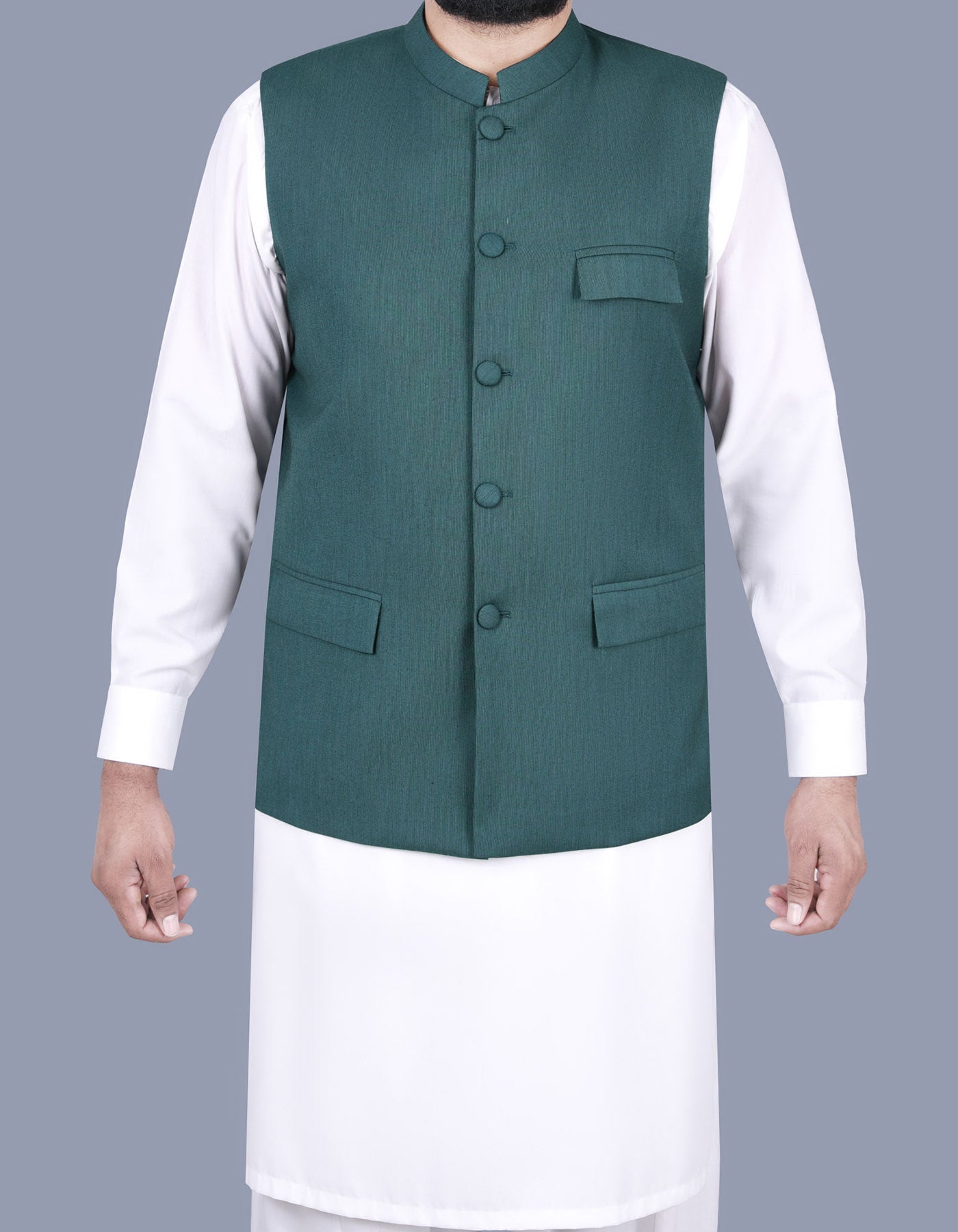 M Green Plain Waist Coat WC2314-4S-34