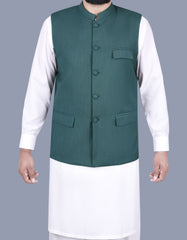 M Green Plain Waist Coat WC2314-4S-34