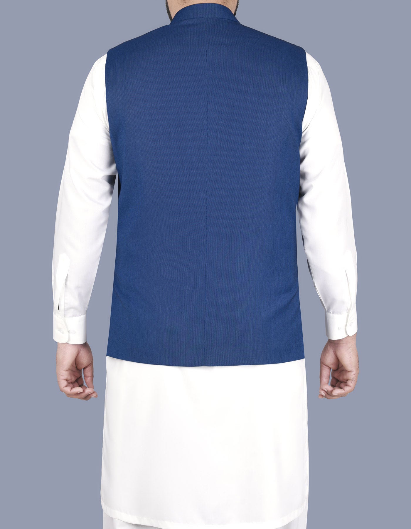 M Blue Plain Waist Coat WC2314-7S-42