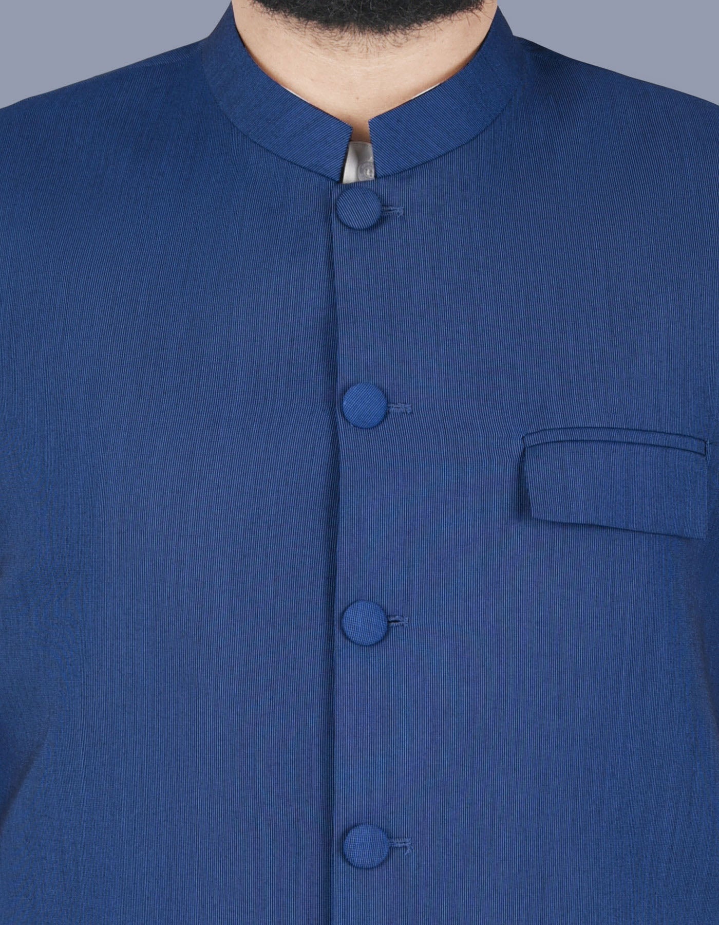 M Blue Plain Waist Coat WC2314-7S-38