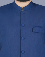 M Blue Plain Waist Coat WC2314-7S-38
