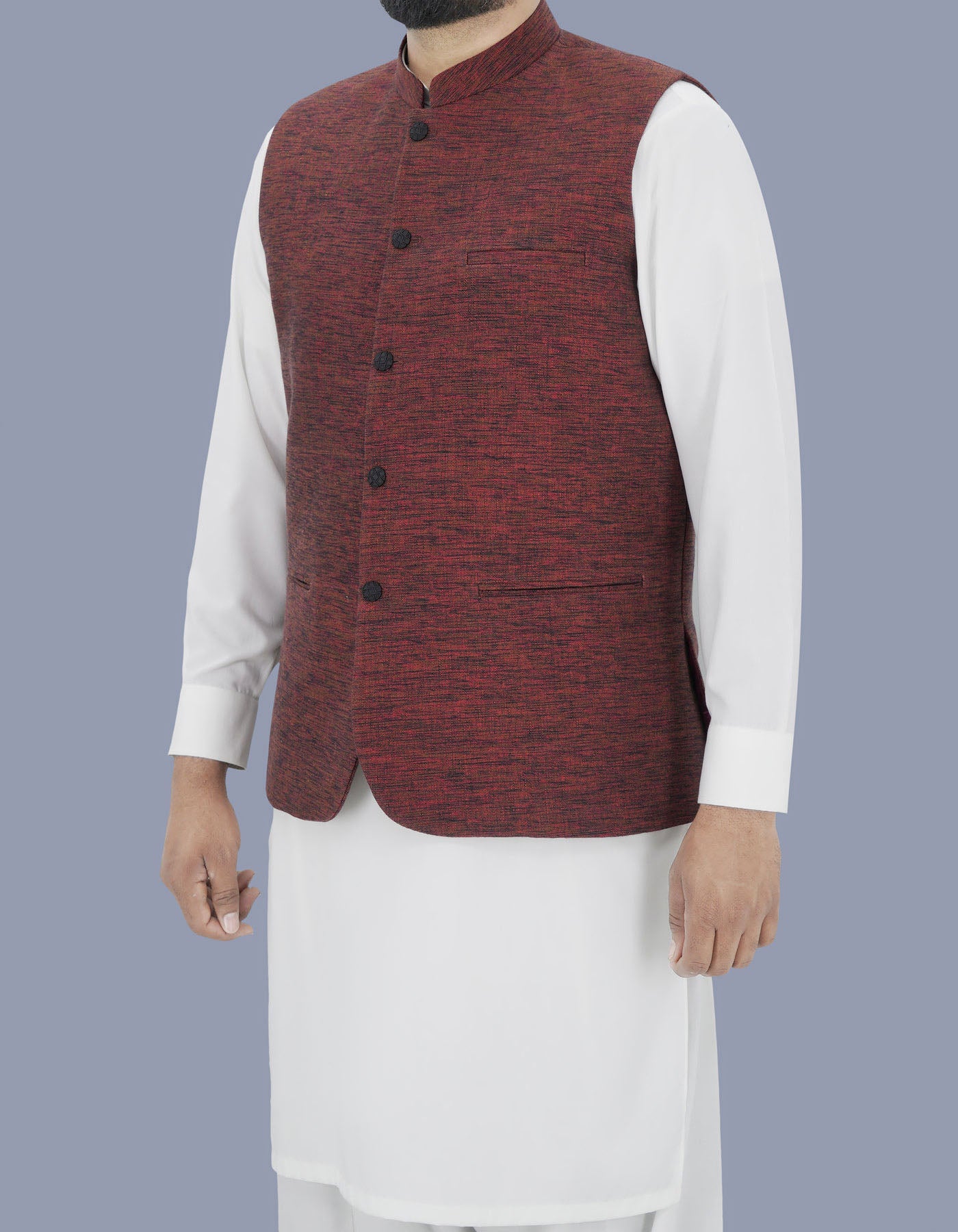 Burgundy Plain Waist Coat WC2317-7C-38