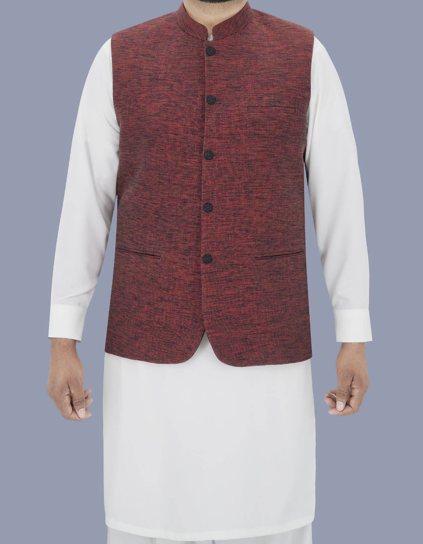 Burgundy Plain Waist Coat WC2317-7C-34